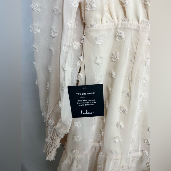 LULUS - NEW/NWT - Lust Or Love Cream Embroidered Lace Long Sleeve Dress. Medium. - Picture 9 of 13